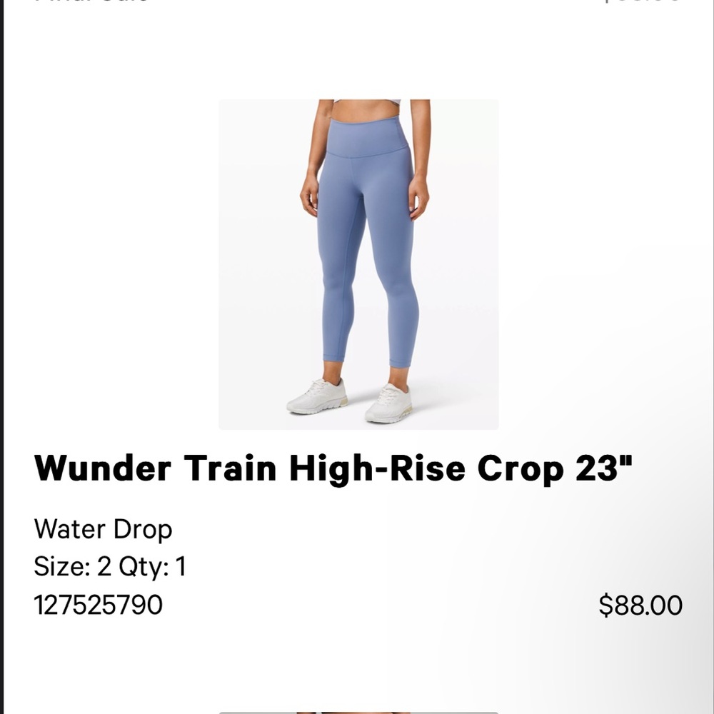 Wunder Train High Rise Crop 23” Lululemon